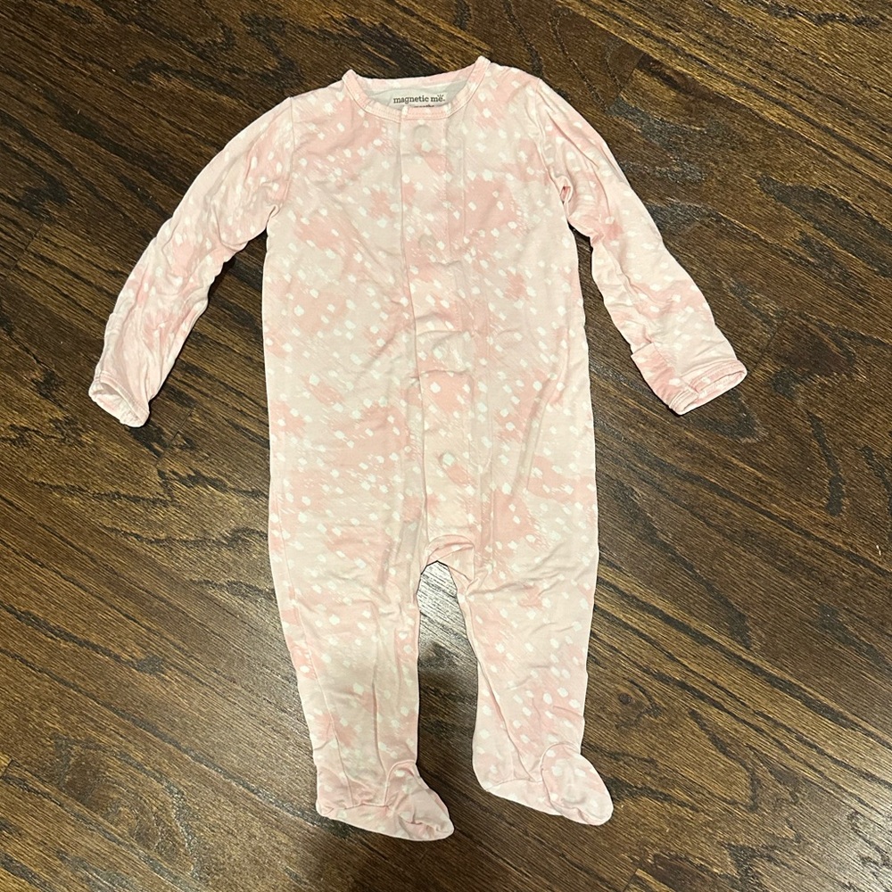 Magnetic Me Pink Doeskin Footed Pajamas (3-6m)